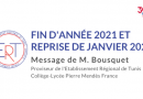 Message de M. Bousquet – Fin d’année 2021 et Reprise en Janvier 2022