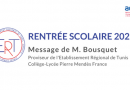 Rentrée 2022 – Message de M. Bousquet, Proviseur de l’ERT